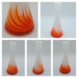 Vase Art Deco Orange Flames White Pop Art Vase #1043